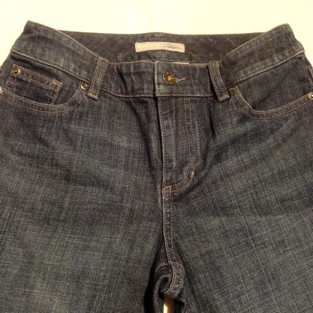 Chico's Platinum Dark Wash Boot Cut Jeans - Short - Picture 3 of 5